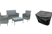 Neo 4 Piece Black or Grey Rattan Outdoor Furniture Sofa Set Garden Conservatory