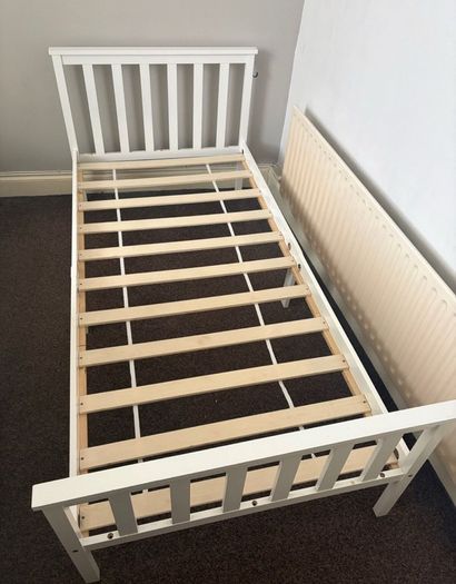 Lovely White Single Wooden Bed Frame - Can Deliver