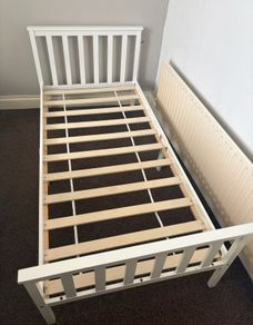 Lovely White Single Wooden Bed Frame - Can Deliver