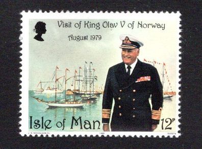 1980 Isle of Man Visit of King Olav V to the Isle of Man 2-7 August 1979 Commemorative Stamp Mint Never Hinged (MNH)