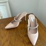 Nude Pointed Toe Mule Heels with Diamante Strap Image 2