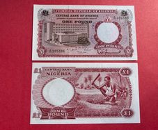 Nigeria  1  Pound  1967  Pick  8a.  ( Uncirculated )