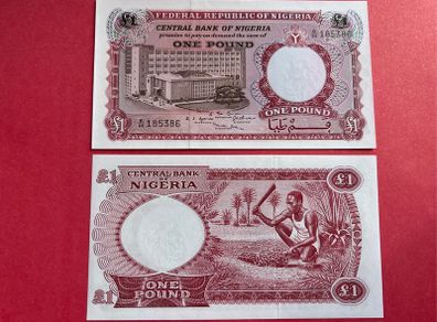 Nigeria  1  Pound  1967  Pick  8a.  ( Uncirculated )