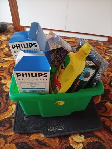 Garage & Household Clearance Job Lot. Vintage Lights, Darts, Clock & Storage Tub