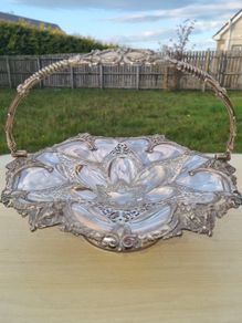 Silver-Plated (Silver?) Plate Fruit Centerpiece Basket