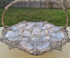 Silver-Plated (Silver?) Plate Fruit Centerpiece Basket