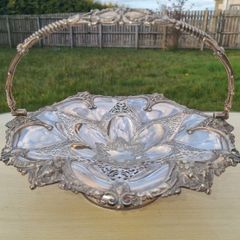Silver-Plated (Silver?) Plate Fruit Centerpiece Basket