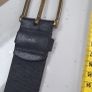 Men's Black Leather belt with gold tone metal buckle Image 6