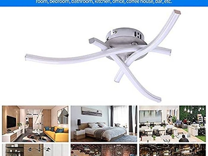 LED Ceiling Light, Elegant Curved Design Ceiling Lights,3 Built-in LED Boards,21W Cool White Light 6000K, Modern Ceiling Fixture for Living Rooms, Bedroom, Kitchen Hallway and Bedroom,1600 Lumens (FREE SHIPPING)