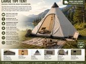 4 Person Teepee Tent Ground Pan Insect Screen Headroom Waterproof