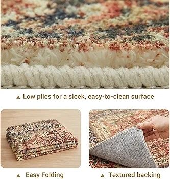 Rugs for Bedroom Living Room Large 160x230 cm  Traditional Area Rugs Majestic Cashmere Style - Soft Short Pile Vintage Rug - Carpet for Dining Room Easy To Clean