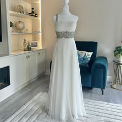Beautiful One shoulder Ivory/Cream Debs Dress with Rhinestone embellishments design from Elliott Chambers