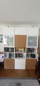 ikea besta cabinets (3 vertical units plus top cabinets)