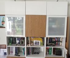 ikea besta cabinets (3 vertical units plus top cabinets)