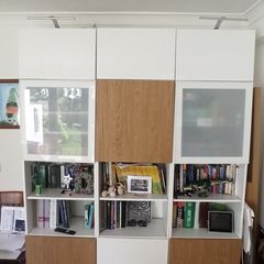 ikea besta cabinets (3 vertical units plus top cabinets)