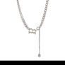 Chunky Chain Necklace with Pink B Pendant Image 8