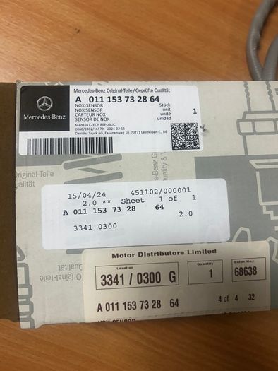 Part number: A011153732864. Nox sensor downstream