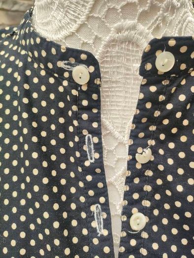 Vintage Betty Barclay Navy and cream polkadot midi dress