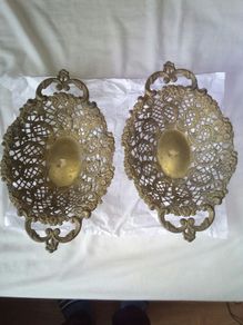 Two brass fruit bowls
