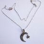 Vintage Sterling Silver 925 Half Moon and Star Necklace Pendant length 18" - 2,7g Image 9