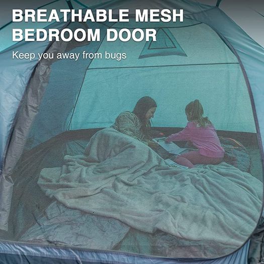 3-4 Man Tent with Porch, Camping Tent for 3 to 4 Persons with Sewn-in Groundsheet, 4000mm Waterproof Family Tent with Bedroom, Lightweight Dome Tent for Outdoor Garden Backpacking Hiking (FREE POSTAGE)