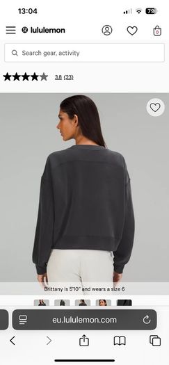 Lululemon softstreme sweatshirt xs