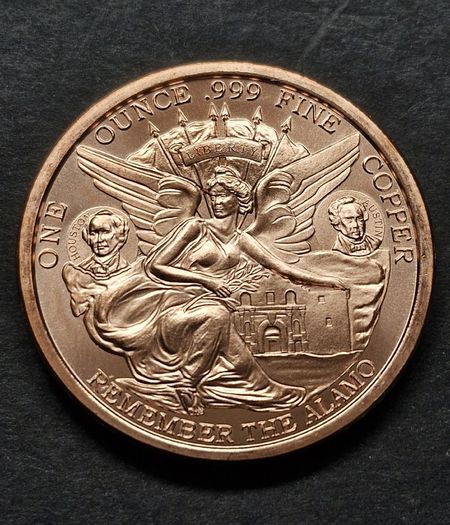 1 Avdp Oz Copper Remember the Alamo Round