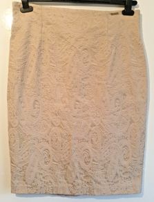 BSB Collection Womens Cream Skirt Lined Size 46 UK14 Pattern 32" Waist CAN POST