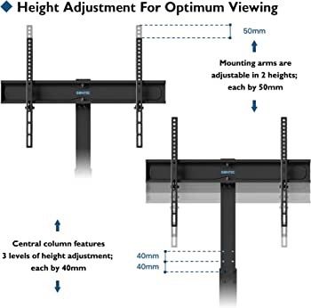 Universal Floor TV Stand for 30-70 inch LED OLED LCD Plasma Flat Curved Screens, Height Adjustable Tall TV Stand with 2-Tier Tempered Glass Shelves up to 40KG, Max VESA 600x400mm (FREE POSTAGE)