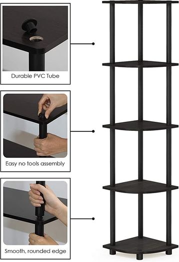 5 shelf Toolless Shelves, Wood, Espresso/Black (FREE POSTAGE)