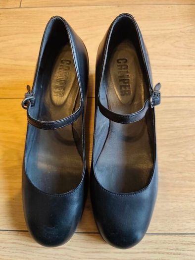 Camper Katie Black Leather Mary Janes  New Without Tags