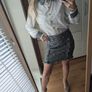 skirt & shirt set Trends Contrast Panel Blouse & Double Breasted  Twee d Skirt set, elegant shirt and skirt xs /S Image 2