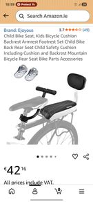 Bicycle seat for rear bike rack