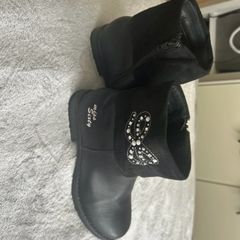 Miss Sixty black boots with burtterfly detail