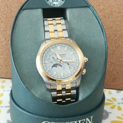Citizen Eco-Drive Moon Phase Calibre 8651 WR 100 Never Worn Two Tone Bracelet Watch