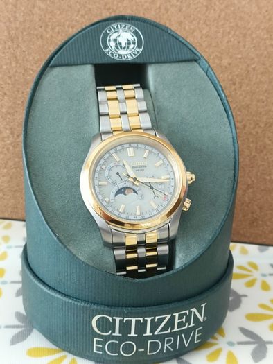 Citizen Eco-Drive Moon Phase Calibre 8651 WR 100 Never Worn Two Tone Bracelet Watch