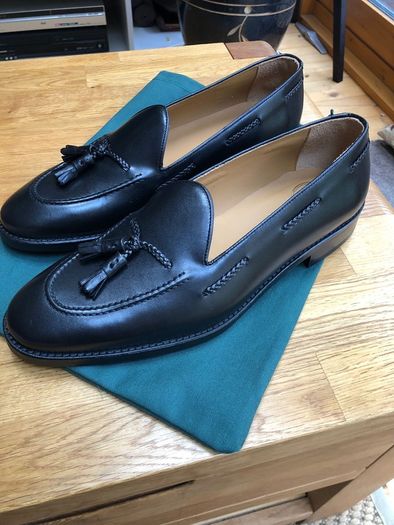 Moira Spanish Tassel Loafers Black Calf Size 44