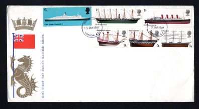 1969 Great Britain Ships Commemorative Stamps Addressed First Day Cover (FDC)