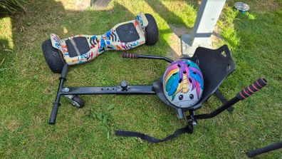 Hoverboard, seats and helmet/ girls electric scooter