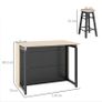 3-pc. Bar set, Bar table with foldable tabletop, 2 bar stools, 6 storage compartments, black+oak, 116 x 70 x 89.5 cm Image 3
