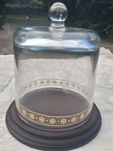 Mid Century Hand Blown Glass Cloche on Plynth
