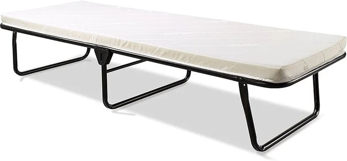 Portable Folding Bed with Comfort Rebound e-Fibre Mattress, Fabric, Black, Lightweight