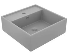 Luxury Basin Overflow Square Matt Light Grey 41x41 cm Ceramic
