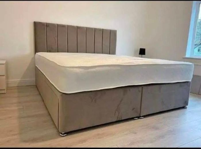 Brand New Stylish king Divan Beds.. Multiple Options Of Headboards. Tufted Memory Foam Mattresses Available. Drawers Storage Available