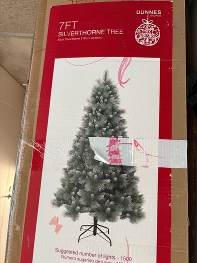7 Foot Slim Silverthorne Christmas Tree from Dunnes Stores