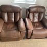 x2 Brown Faux Leather Recliner Chairs Image 2