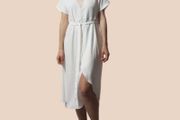 White &amp; Gold Lace Dress with V-Neck and Ruffles  Size S