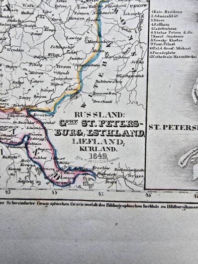 Set of 5 Antique Maps 1849 1850  Meyers Zeitung Atlas