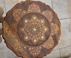 Beautiful brass inlayed lamp/occasional table