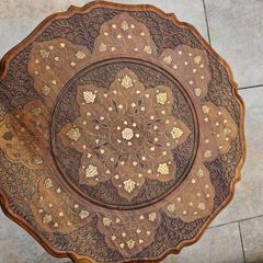 Beautiful brass inlayed lamp/occasional table